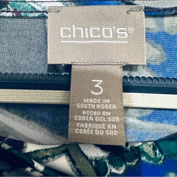 NWOT Chico’s Sleeveless Paisley Print Shift Dress Blue Green Stretch Size 3 - Picture 7 of 15